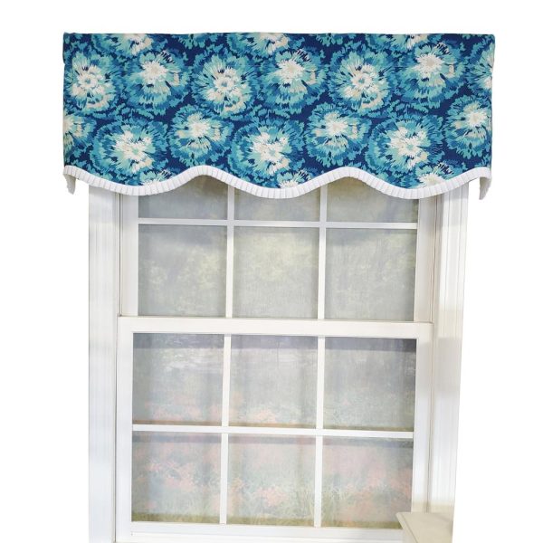 RLF Home Burst Provance 3  Rod Pocket Lining Luxurious and Elegant Window Treatment Valance 50  x 16  Blue Online now - Image 2