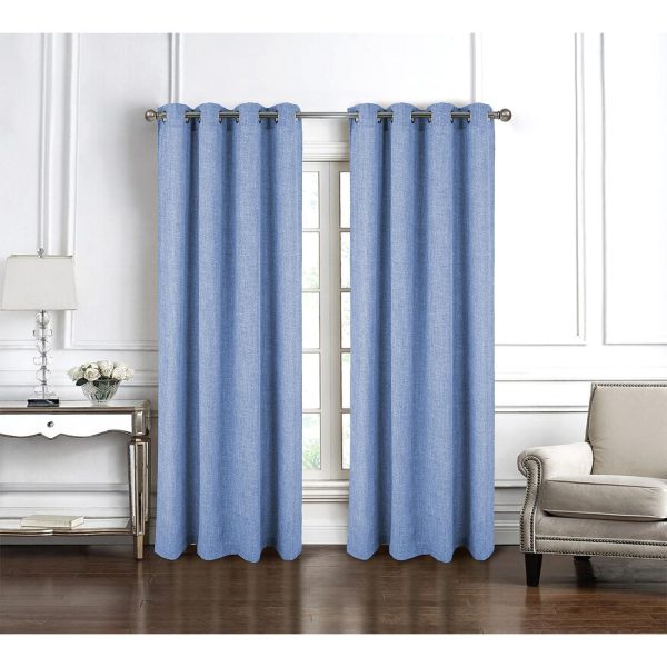 RT Designer Collection Delmar 2 Pack Luxurious Decorative Grommet Curtain Panel 54  x 84  Sky Bue Online Sale - Image 3