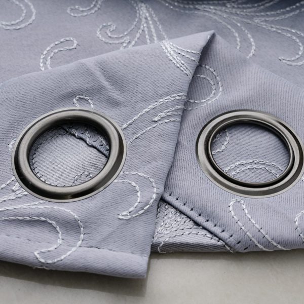 RT Designer Collection Kimber Embroidered Blackout Luxurious Decorative Grommet Curtain Panel Silver Hot on Sale - Image 4