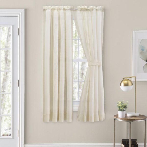 Ellis Curtain Cotton Voile 1.5  Rod Packet Tailored Curtain Panel Pair for Windows Natural Online Hot Sale - Image 2
