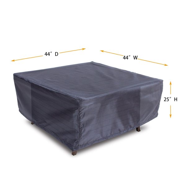 Summerset Shield Gold 2-Layer Polyester Fabric Outdoor Fire Table Square Cover - 44x44 , Charcoal Grey For Discount - Image 2
