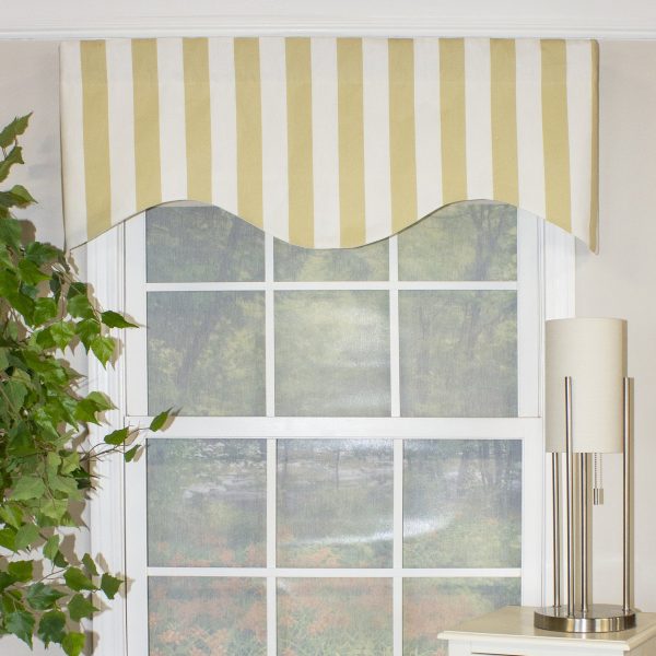 Beach Stripe Style Cornice 3  Rod Pocket Valance 50  x 17  Tan by RLF Home Online now - Image 3