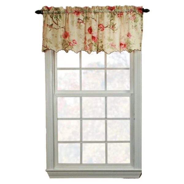 Balmoral Floral Print Semi Sheer Valance Curtain 48-Inch-by-15-Inch - Red Yellow For Cheap - Image 2