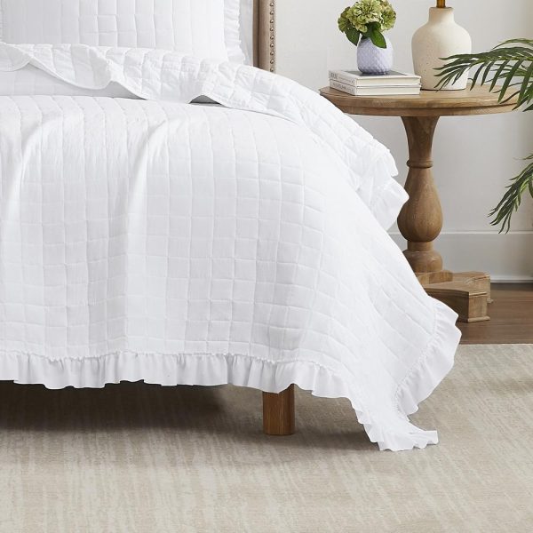 RT Designers Collection Belina 3 Pieces Washed Stitched Lightweight Quilts Set For Bedding Blue Online - Image 3