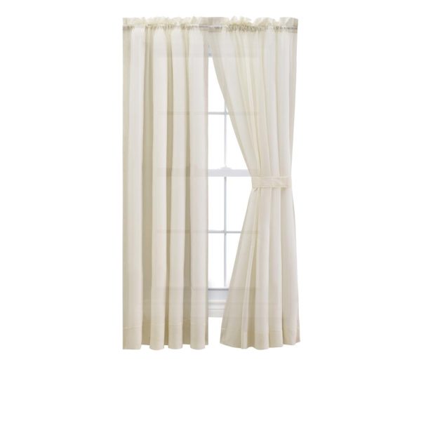 Ellis Curtain Cotton Voile 1.5  Rod Packet Tailored Curtain Panel Pair for Windows Natural Online Hot Sale