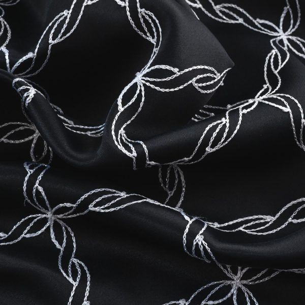 RT Designer Collection Gable 2 Pack Embroidered Blackout Luxurious Decorative Grommet Curtain Panel 36  x 84  Black For Discount - Image 5