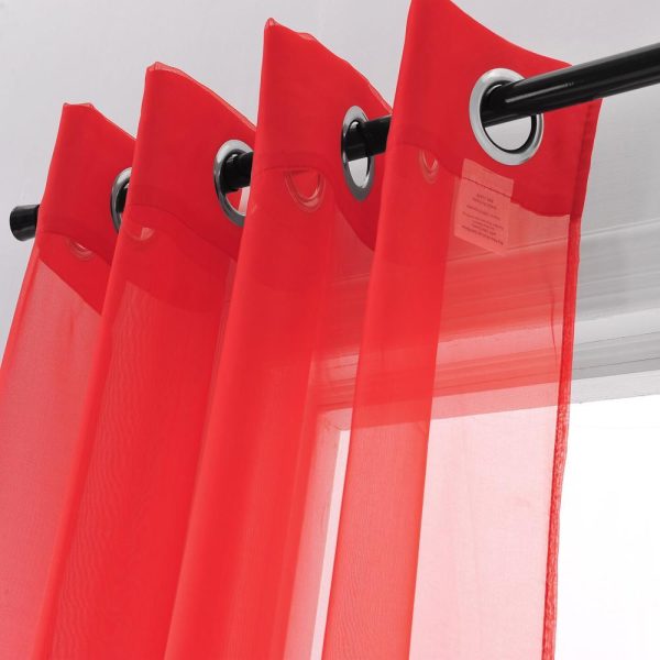 RT Designers Collection Cara One Sheer Grommet Light Filtering Curtain Panel 54  x 90  Red Supply