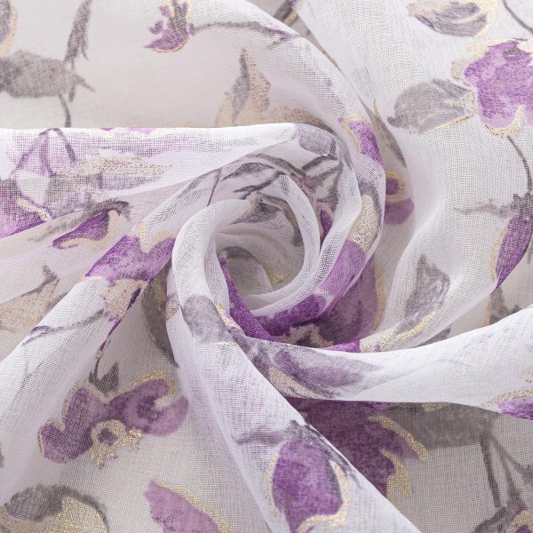 RT Designers Collection Meadow Grommet Metallic Sheer Printed Doily Curtain Panel Lilac Online - Image 4