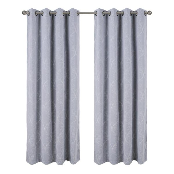 RT Designer Collection Kimber Embroidered Blackout Luxurious Decorative Grommet Curtain Panel Silver Hot on Sale