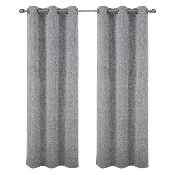 RT Designer Collection Florence Jacquard Luxurious Decorative Grommet 2 Pack Curtain Panel 36  x 84  Silver Online Sale - Image 2
