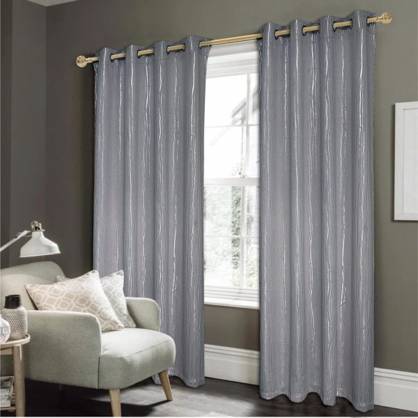 RT Designers Collection Iceland Metallic Grommet Panel Charcoal Hot on Sale