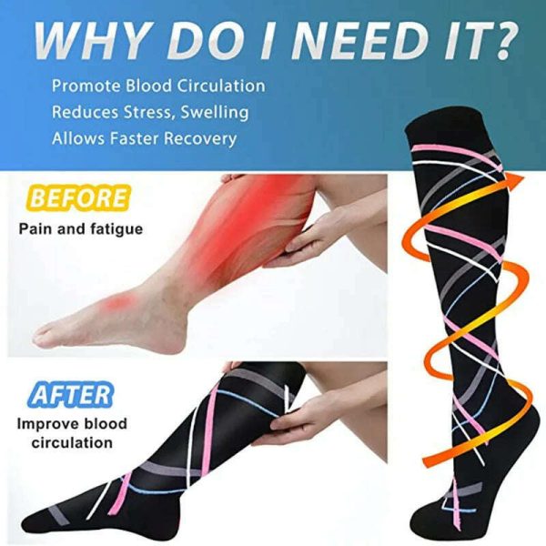 CFS Compression Socks Women Men Knee Stocking 20-30mmHg Edema Diabetes Varicose Veins Nurse Compression Socks Running Sport Sock Sale - Image 2